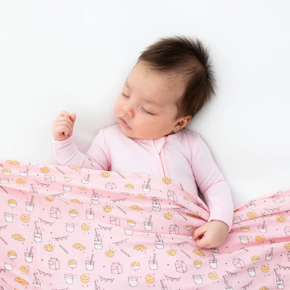 Milk & Cookies Pink Bamboo Blanket