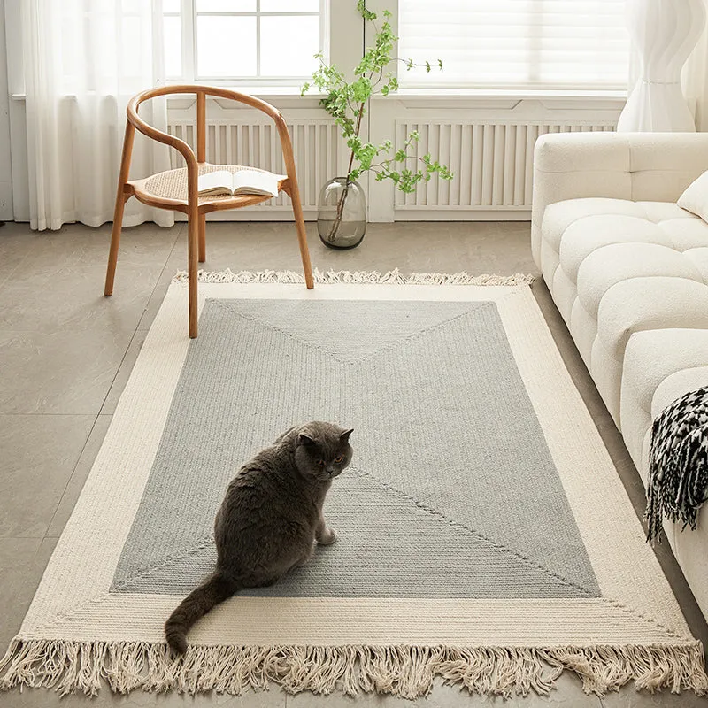 Minimalist Cotton Linen Woven Carpet