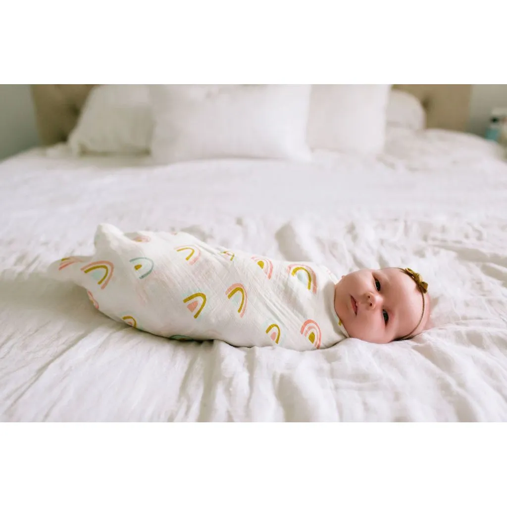 muslin Swaddle - Pastel Rainbow