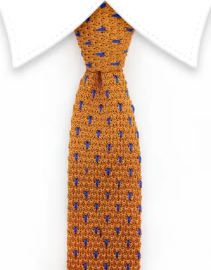 Orange & Blue Knit Skinny Tie