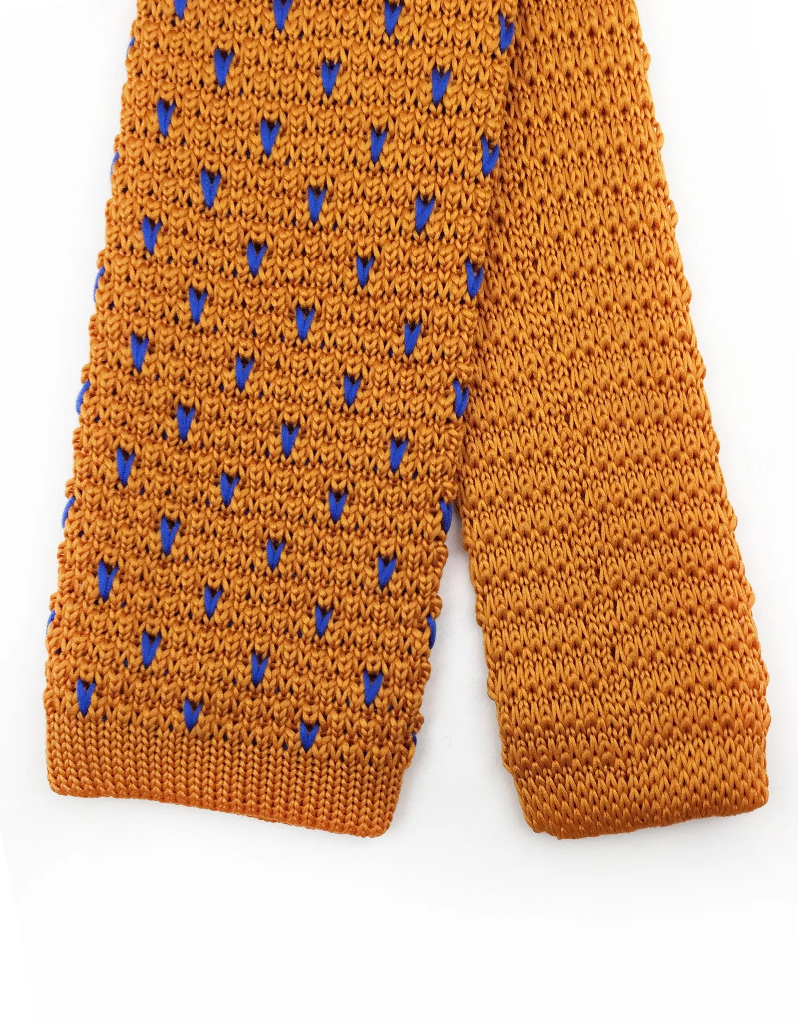 Orange & Blue Knit Skinny Tie