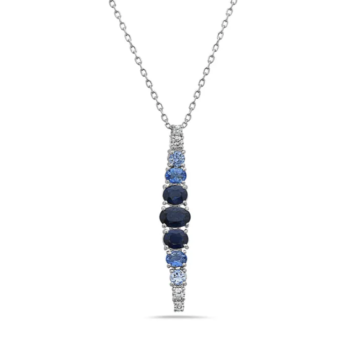 Oval Sapphire and Diamond Graduated Necklace