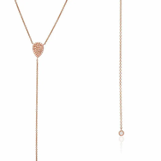 Pear and Bezel Lariat Necklace