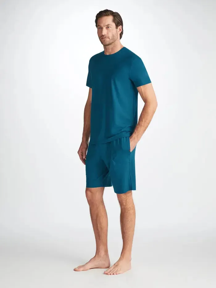 Poseidon Blue Basel Micro Modal Stretch Men's Lounge Shorts