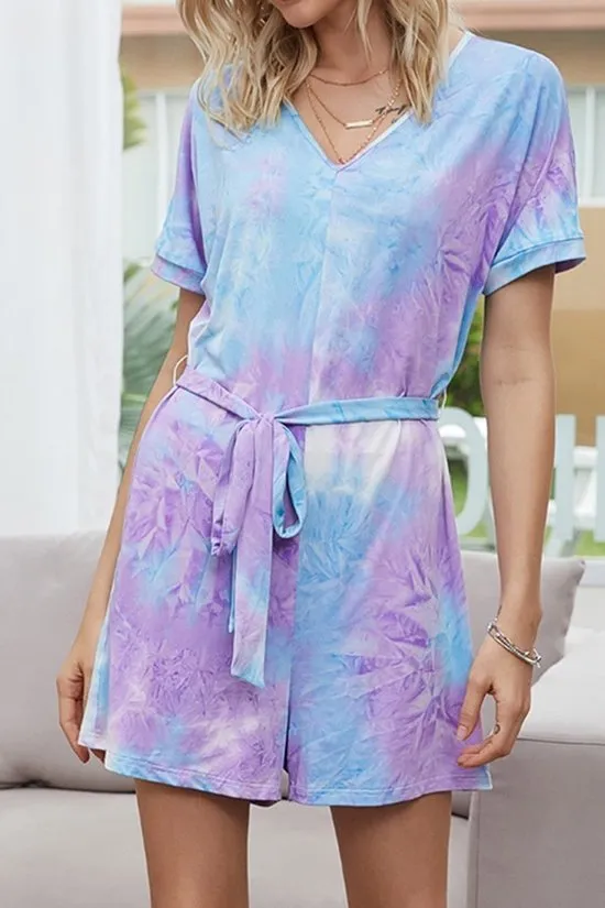 Purple Tie Dye Multi Color Romper