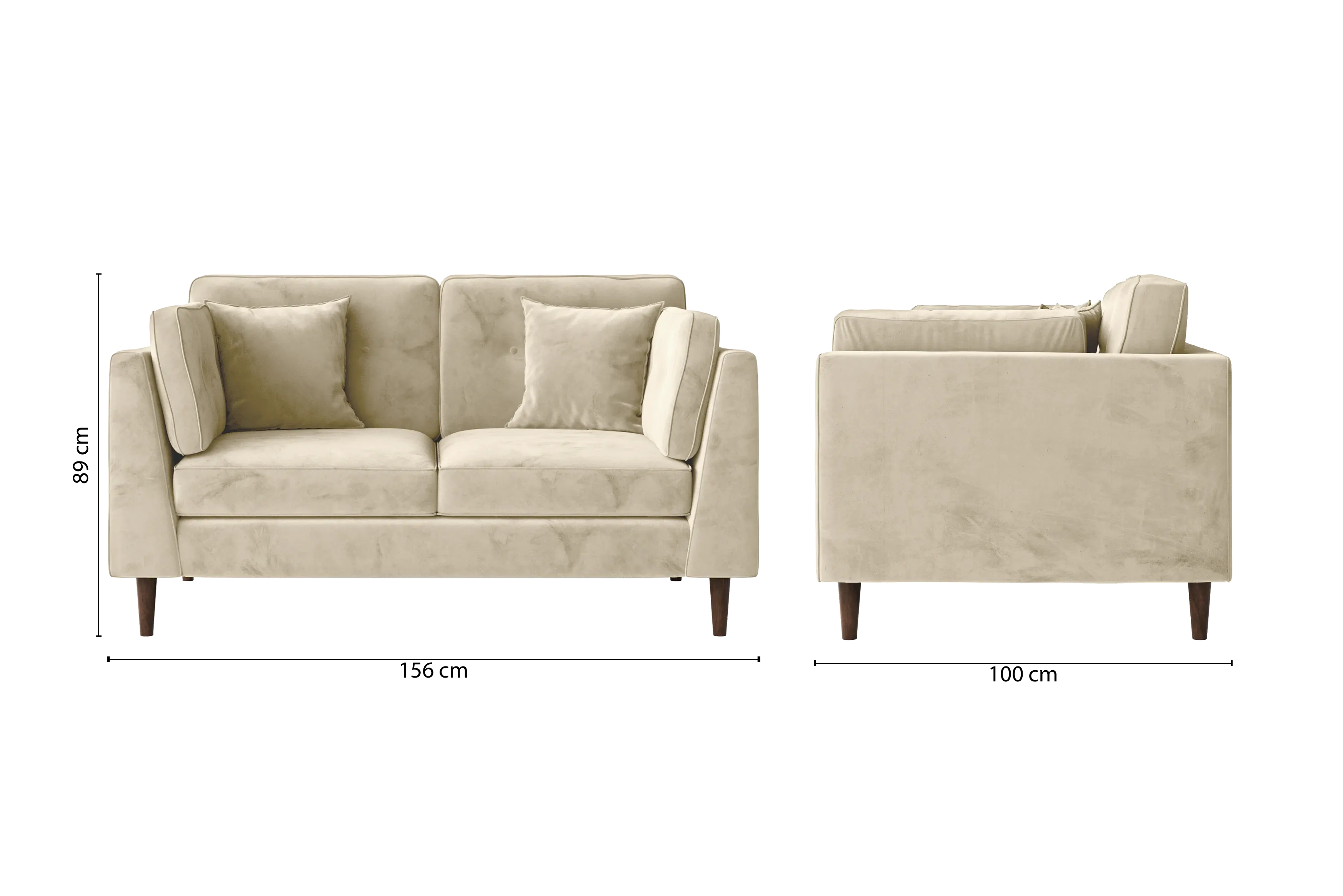 Ragusa 2 Seater Sofa Cream Velvet