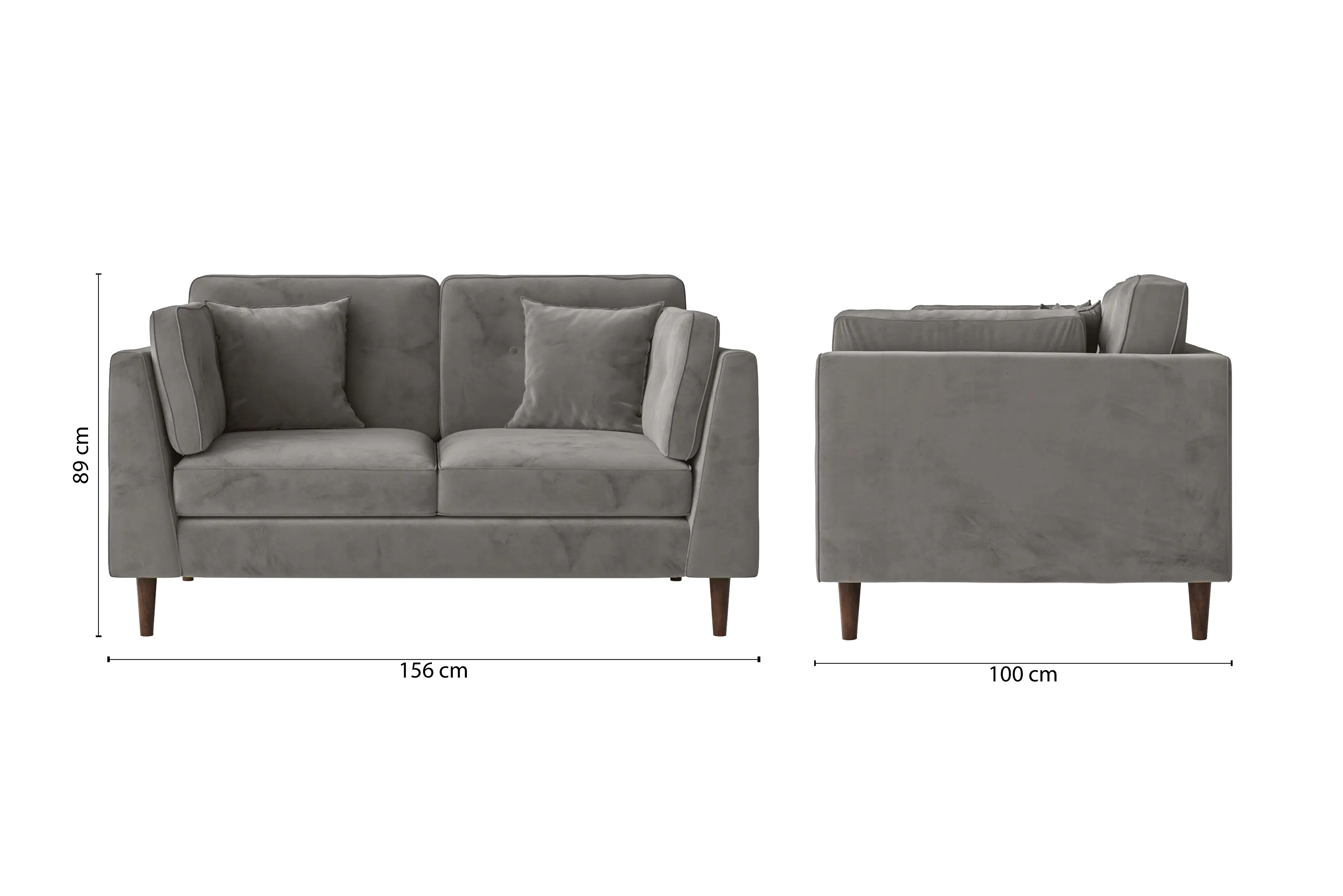 Ragusa 2 Seater Sofa Grey Velvet