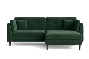 Ragusa 3 Seater Right Hand Facing Chaise Lounge Corner Sofa Green Velvet