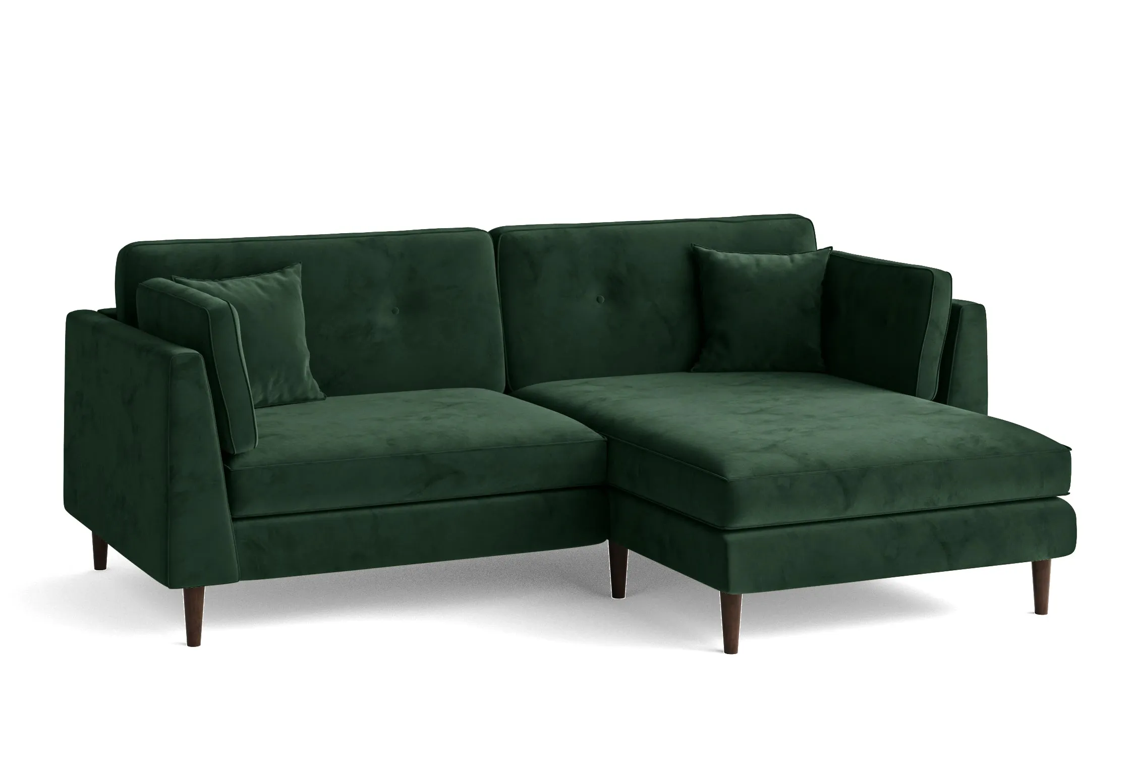 Ragusa 3 Seater Right Hand Facing Chaise Lounge Corner Sofa Green Velvet