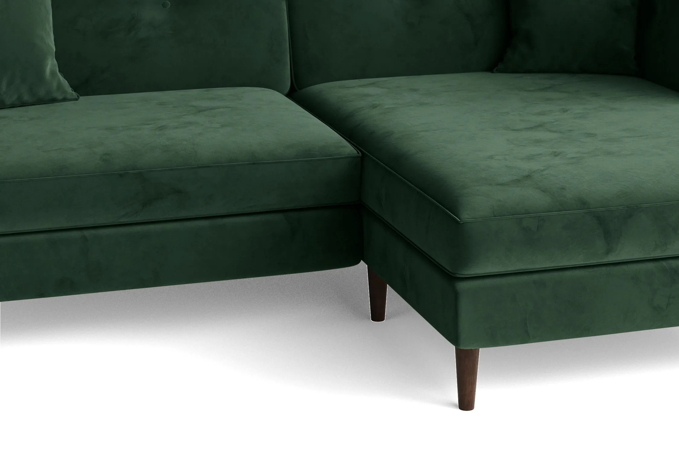 Ragusa 3 Seater Right Hand Facing Chaise Lounge Corner Sofa Green Velvet