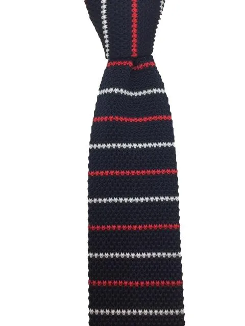 Red, White & Blue Striped Knitted Tie