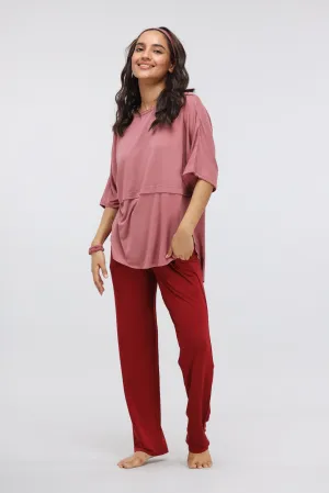 Rhubarb Straight Modal Lounge Set with Long Top