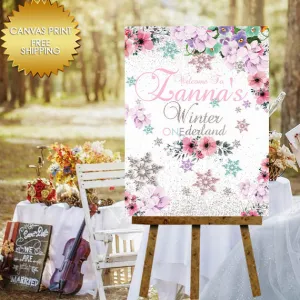 Rustic floral welcome guest book canvas sign