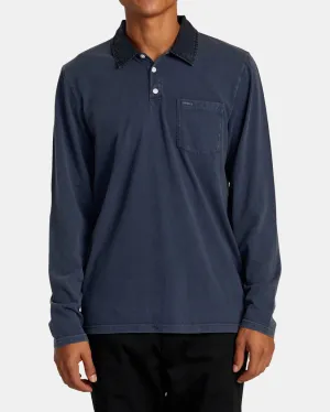 RVCA PTC Polo II Long Sleeve Shirt - MOODY BLUE