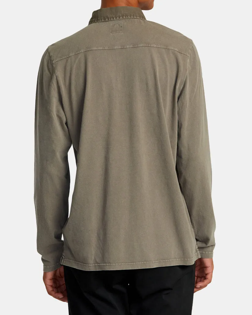 RVCA PTC Polo II Long Sleeve Shirt - MUSHROOM