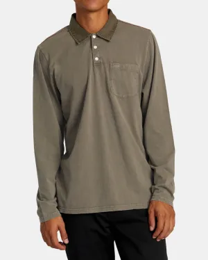 RVCA PTC Polo II Long Sleeve Shirt - MUSHROOM