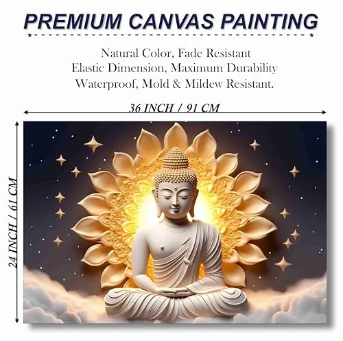 SAF paintings Buddha Painting | buddha paintings for living room | buddha painting for wall decoration | buddha painting canvas 24 inch x 36 inch SANF-CR32