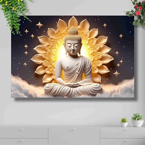 SAF paintings Buddha Painting | buddha paintings for living room | buddha painting for wall decoration | buddha painting canvas 24 inch x 36 inch SANF-CR32