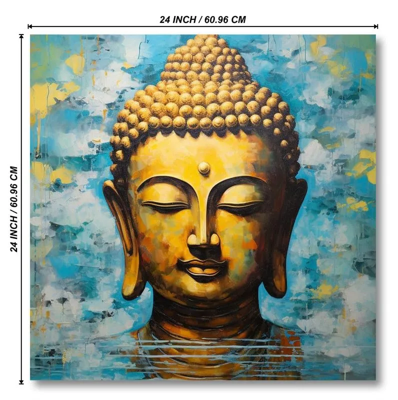 SAF paintings Wooden Framed Lord Buddha Canvas Wall Painting for Home Décor And Office||For Bedroom,Living Room Home wall and Office Interior 24X24Inch and Office CR-270