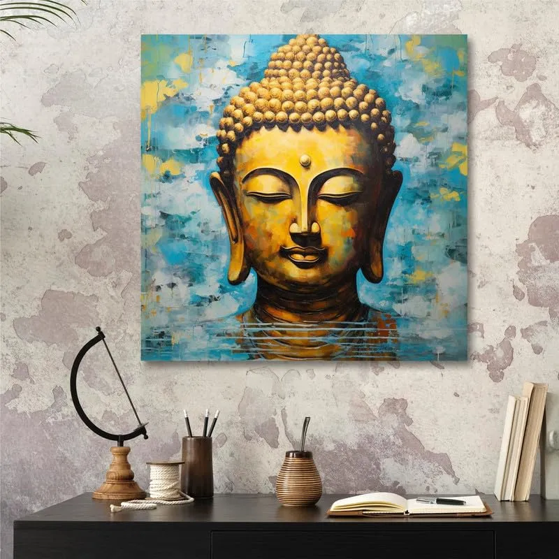 SAF paintings Wooden Framed Lord Buddha Canvas Wall Painting for Home Décor And Office||For Bedroom,Living Room Home wall and Office Interior 24X24Inch and Office CR-270