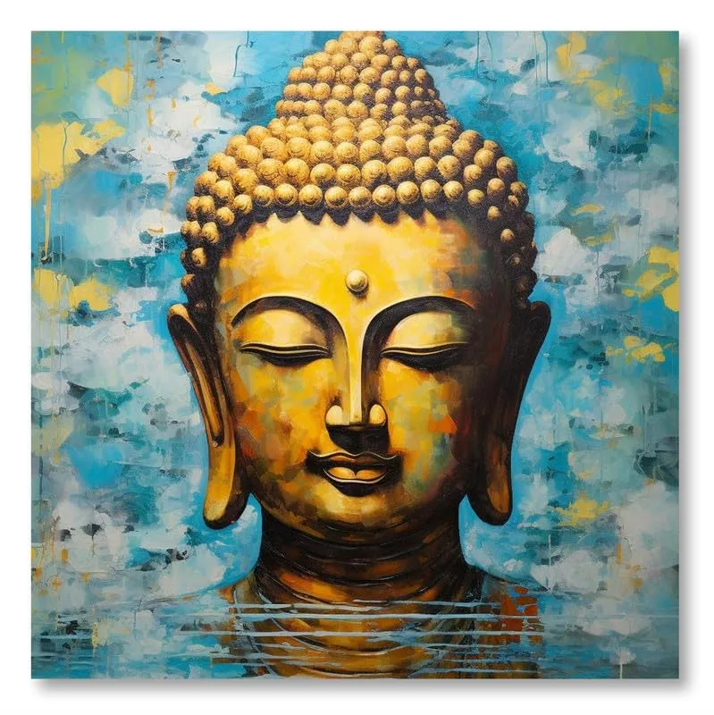 SAF paintings Wooden Framed Lord Buddha Canvas Wall Painting for Home Décor And Office||For Bedroom,Living Room Home wall and Office Interior 24X24Inch and Office CR-270