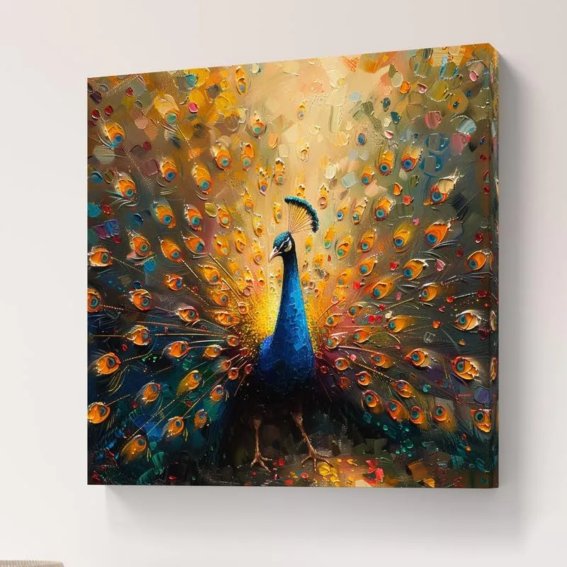 SAF Wooden Framed Peacock Canvas Wall decor Painting for Home and office || Home décor Painting,Living Room, Bedroom,Office Room Decor - Painting for Wall DecorationCV-38112