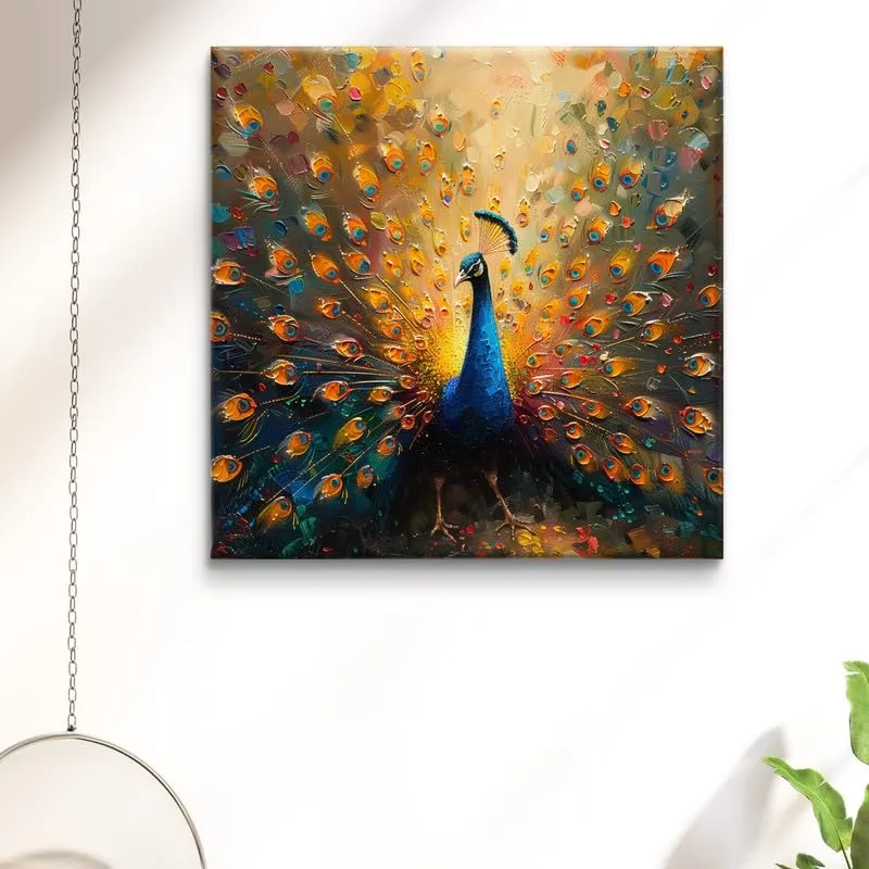 SAF Wooden Framed Peacock Canvas Wall decor Painting for Home and office || Home décor Painting,Living Room, Bedroom,Office Room Decor - Painting for Wall DecorationCV-38112