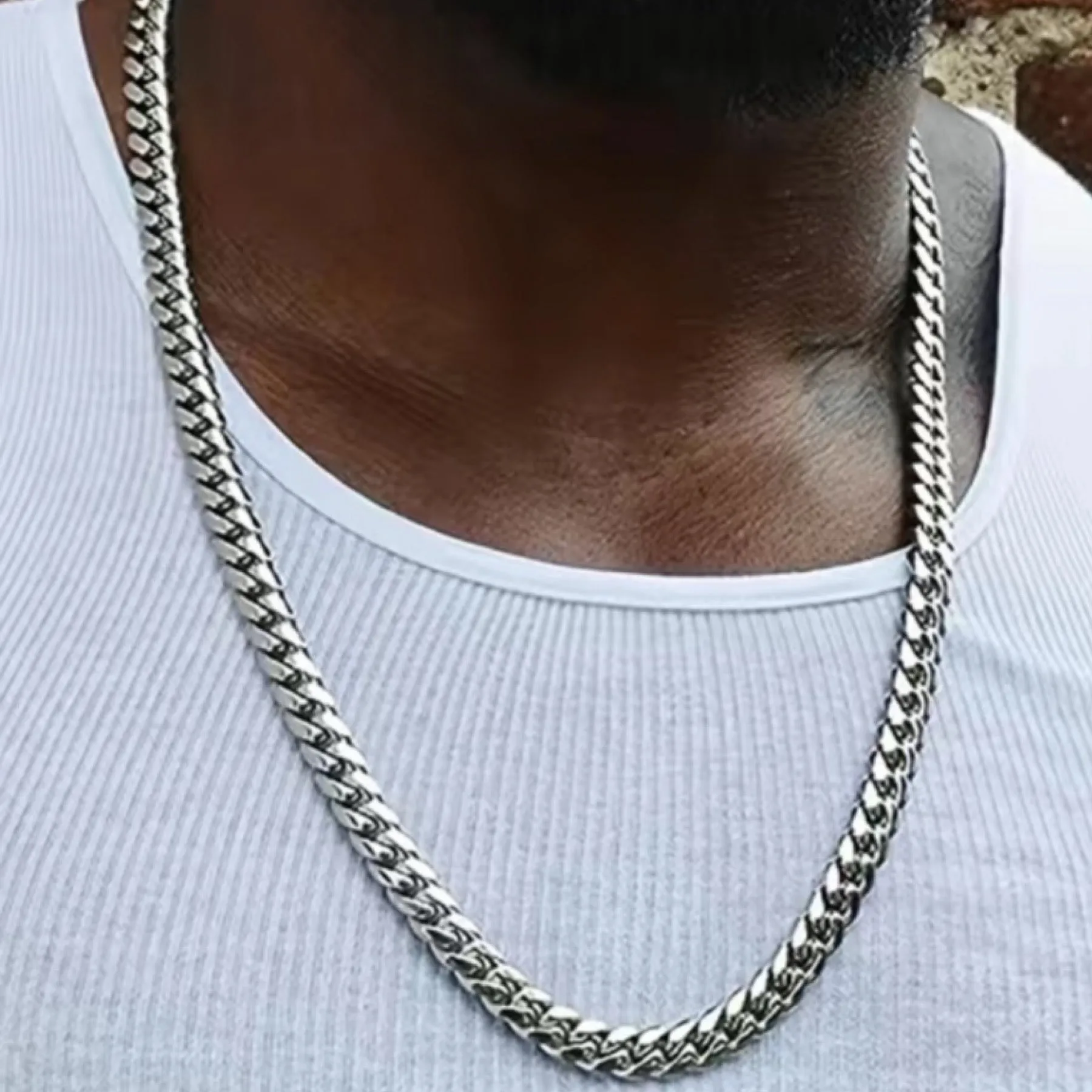 Stainless Steel Cuban Chain Hip Hop Style Necklace