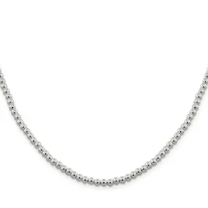 Sterling Silver Necklace Beaded Box Chain 4MM