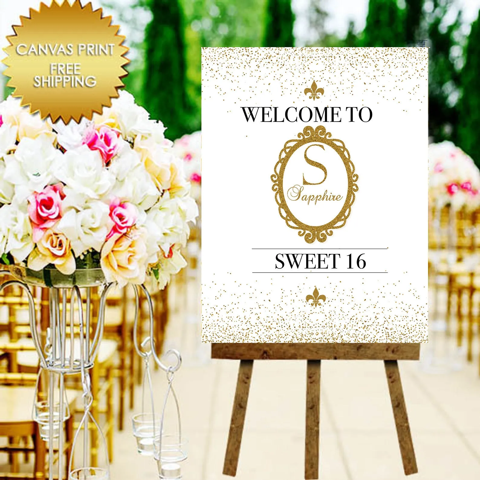 Sweet 16 Birthday Custom Welcome Party Canvas Sign