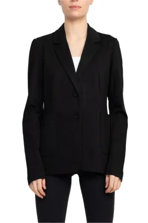 T Tahari Notched Collar Two Button Long Sleeve With Patch Pockets Knit Blazer