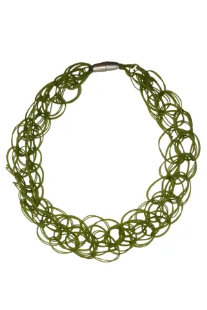 Tejer PVC Open Weave Long Necklace by Rosalba Galati - Olive