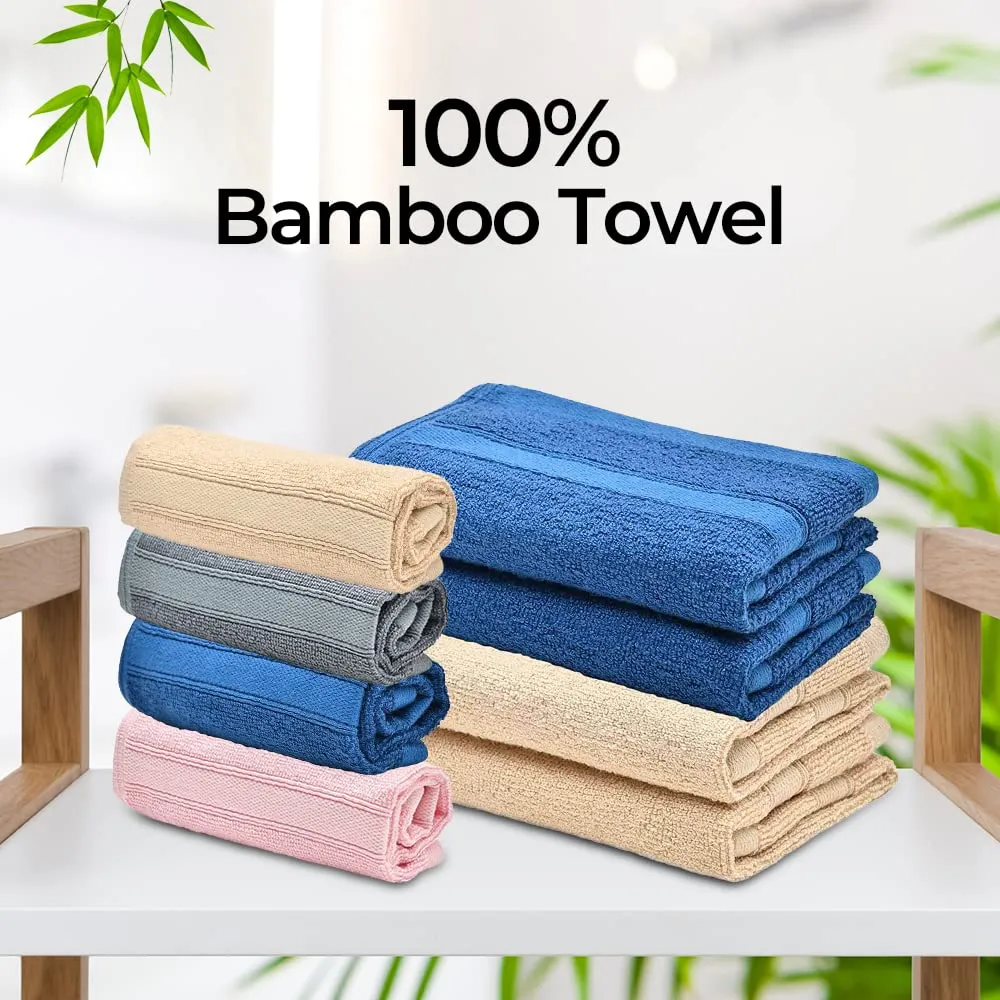 The Better Home 600GSM 100% Bamboo Face Towel Set | Anti Odour & Anti Bacterial Bamboo Towel |30cm X 30cm | Ultra Absorbent & Quick Drying Face Towel for Women & Men (Pack of 4, Pink   Beige)