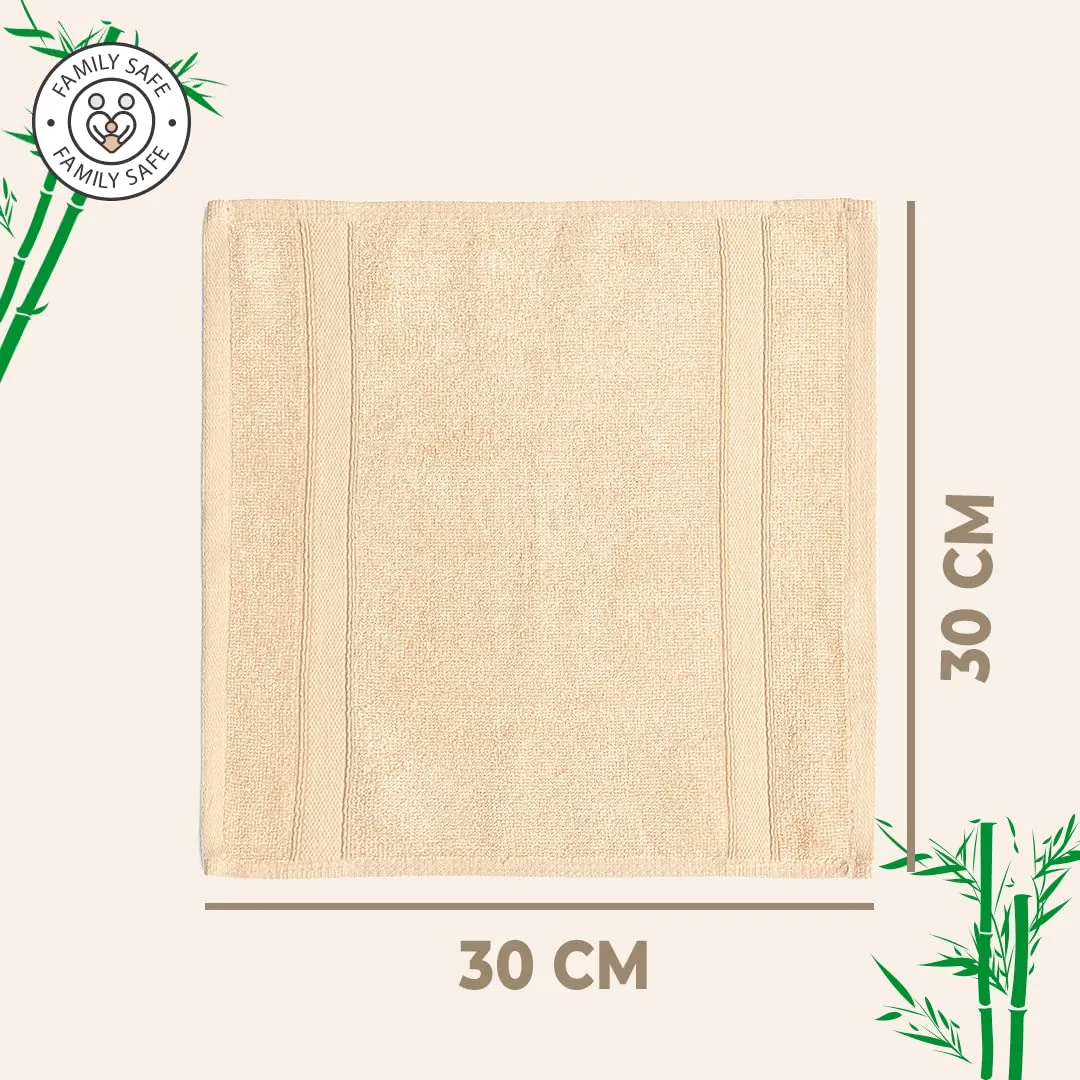 The Better Home 600GSM 100% Bamboo Face Towel Set | Anti Odour & Anti Bacterial Bamboo Towel |30cm X 30cm | Ultra Absorbent & Quick Drying Face Towel for Women & Men (Pack of 4, Pink   Beige)