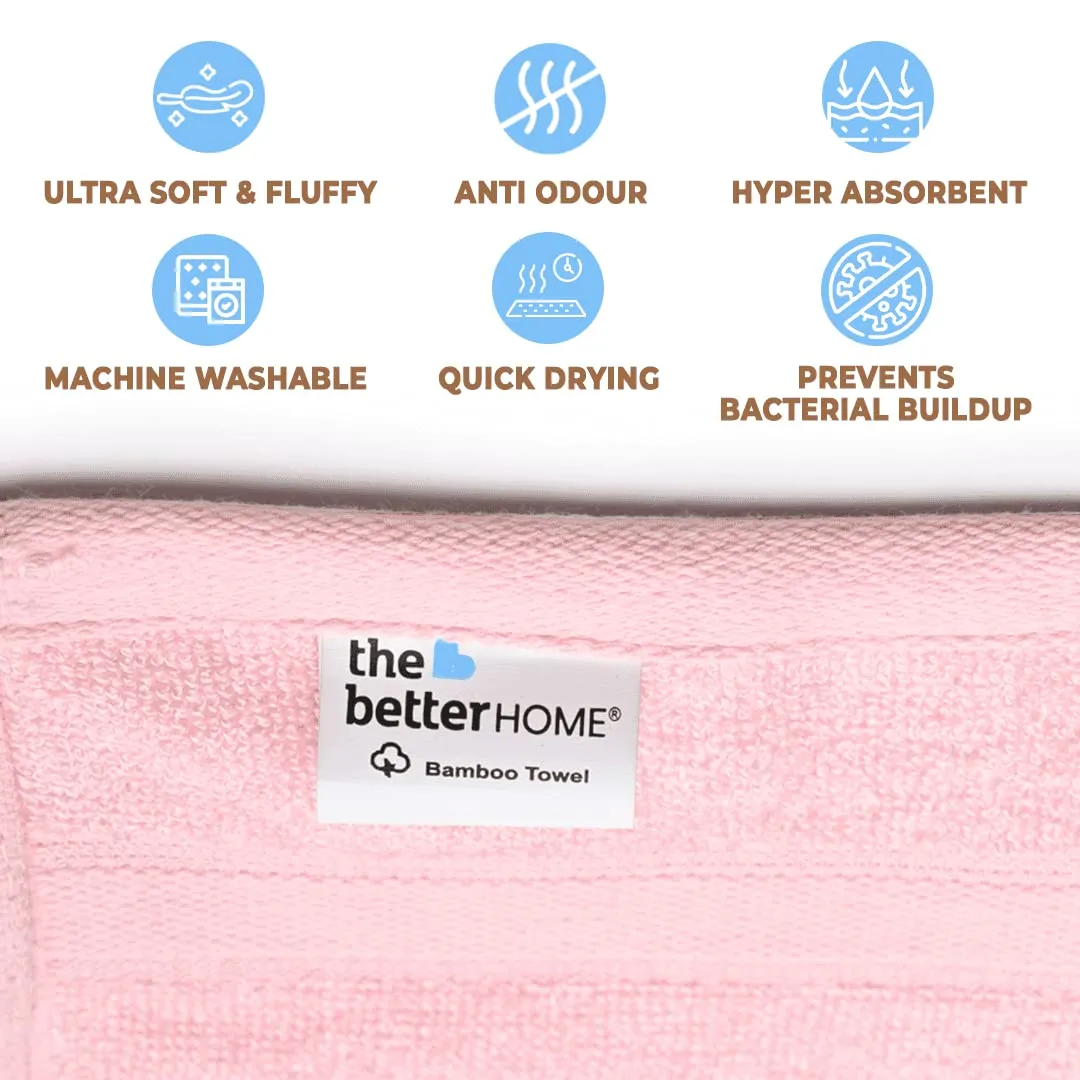 The Better Home 600GSM 100% Bamboo Face Towel Set | Anti Odour & Anti Bacterial Bamboo Towel |30cm X 30cm | Ultra Absorbent & Quick Drying Face Towel for Women & Men (Pack of 4, Pink   Beige)