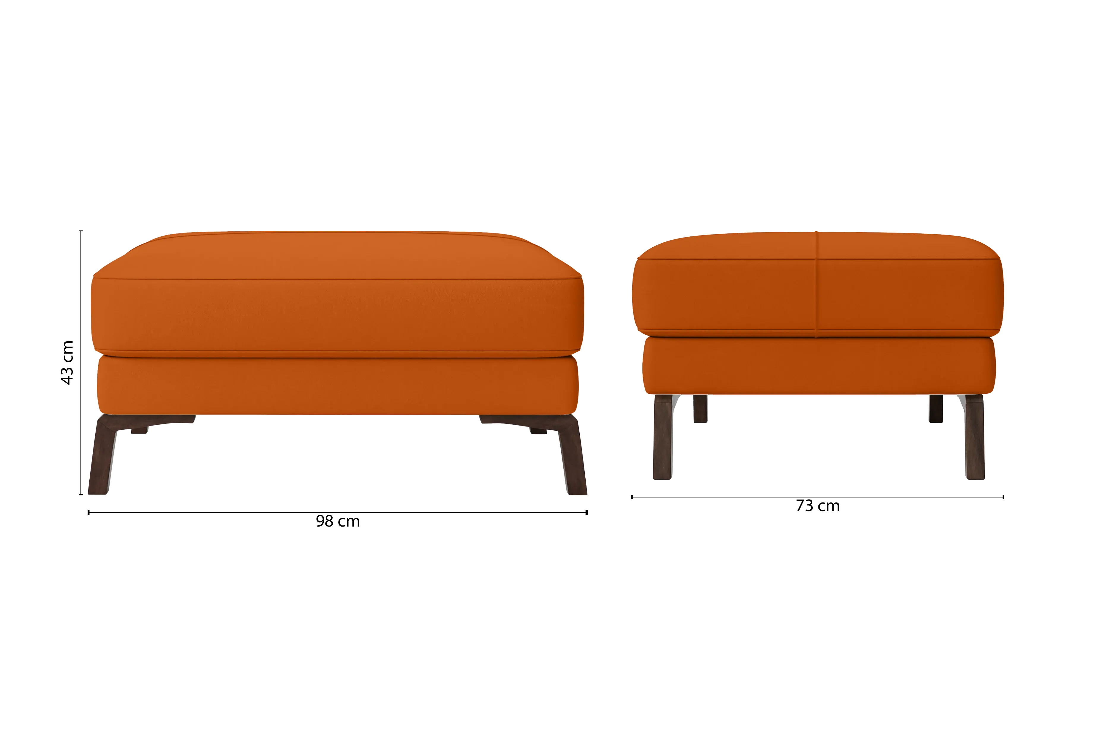 Turin Ottoman Orange Leather