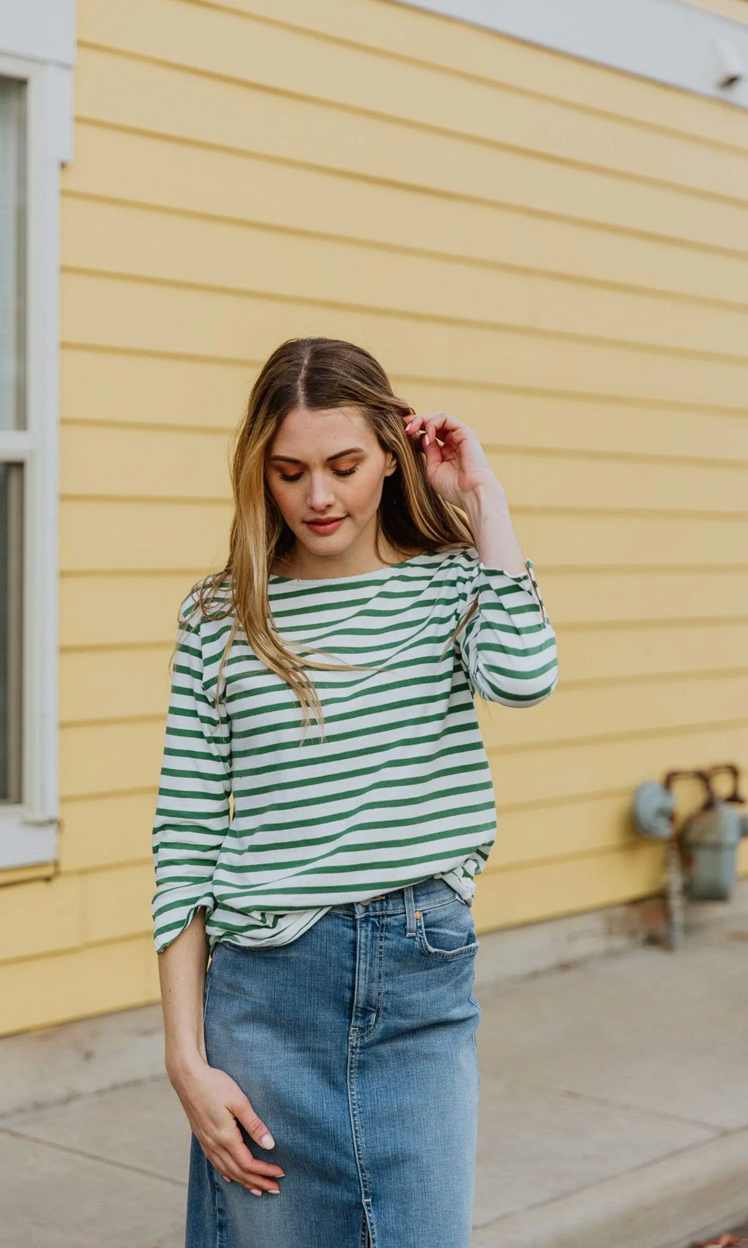 Velvet by Graham & Spencer Camber Stripe Knit Distressed Boat Neck Top